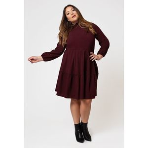 Leota Women's Olive Dress in Maroon (Curve)
